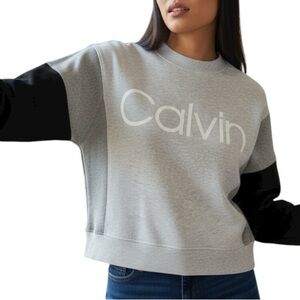 Calvin Klein Small Cropped Gray Sweatshirt Athleisure Casual Workout